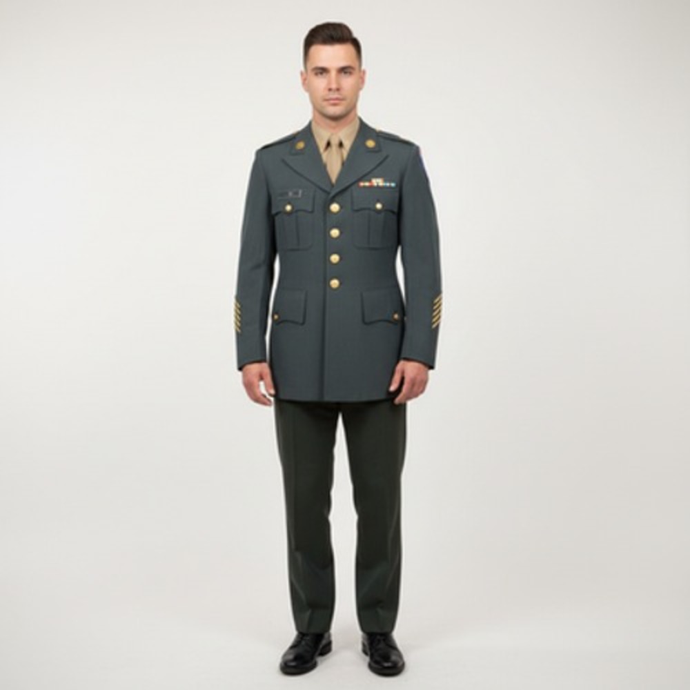 U.S. Army Jacket Men 37R Gray Military Uniform Long Sleeve Button Up VTG 70s